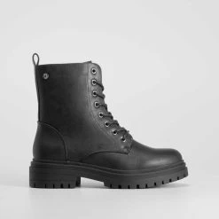 Botín Plano Militar Con Cordones NYC